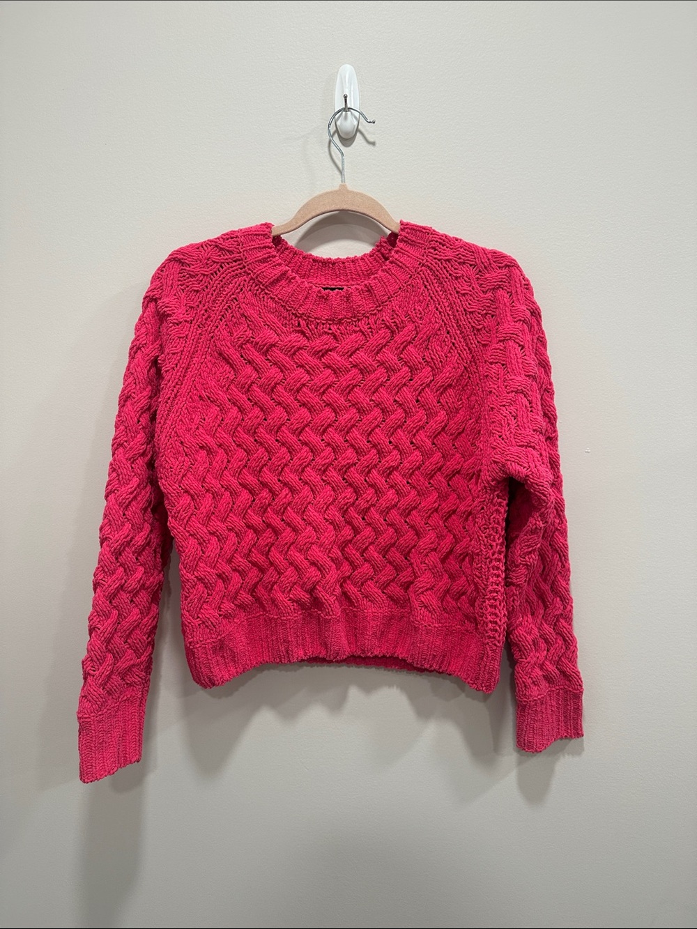 Kendall & Kylie Pink Cable Knit Crewneck Sweater
